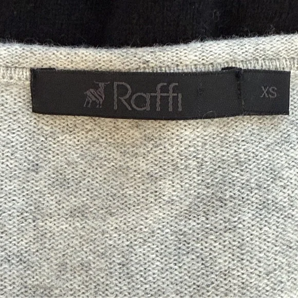 RAFFI 100% Cashmere Women Sweater ColorBlock Preppy Clueless Gray Black Magenta - Picture 9 of 12